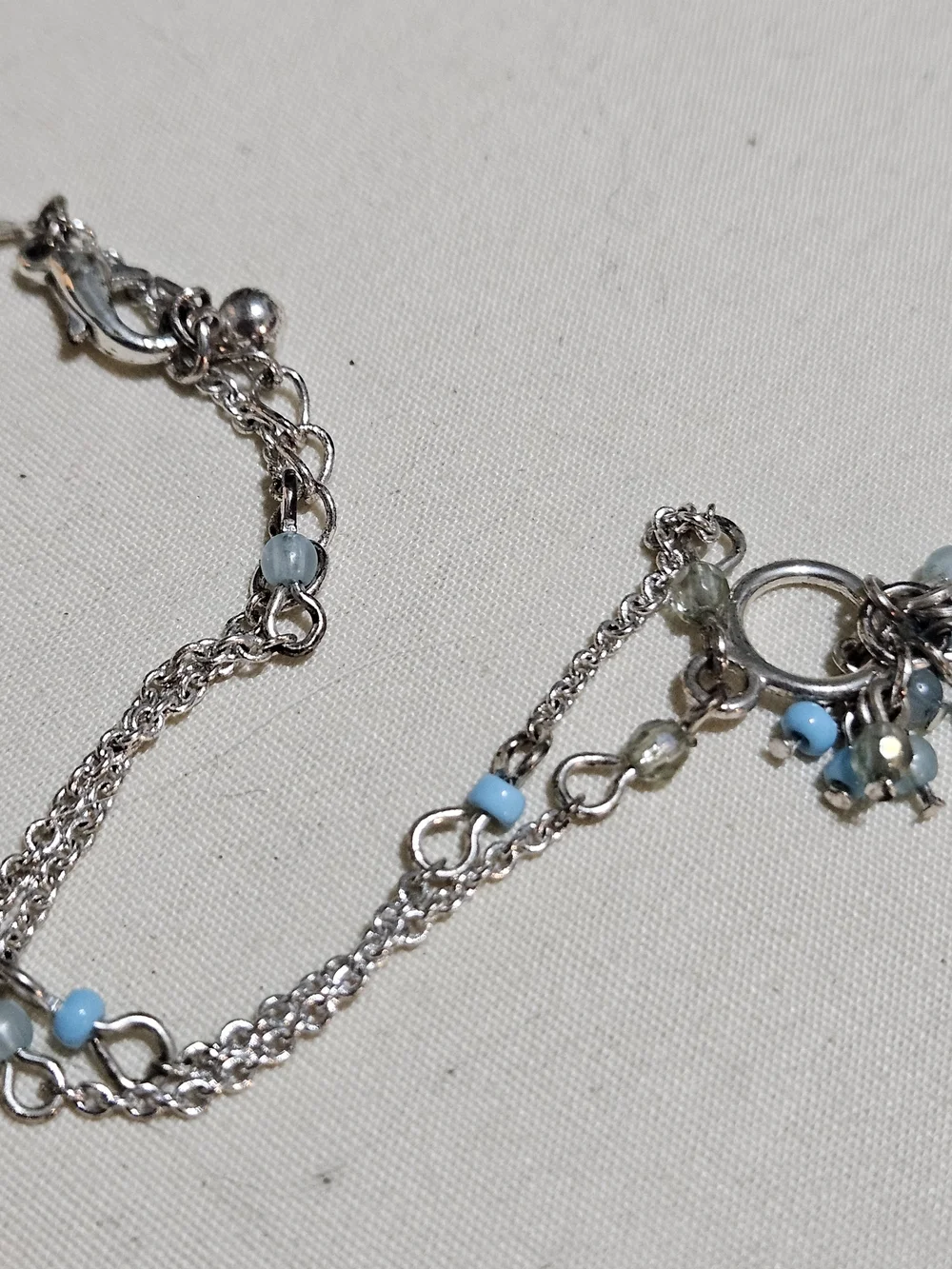 Avon Silver-Tone Necklace with Pale Blue Bead Cluster